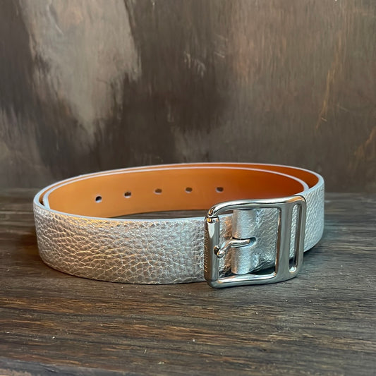 Ralph Lauren Metallic Silver Leather Belt