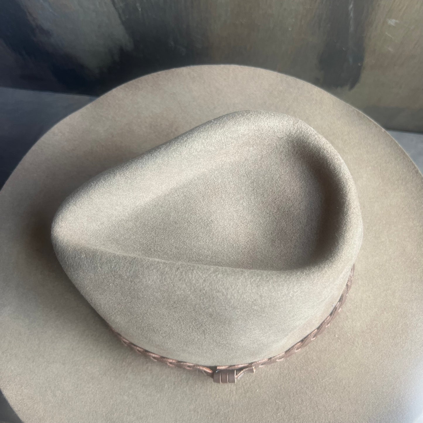 Brown Felt Hat with Leather Hat Band