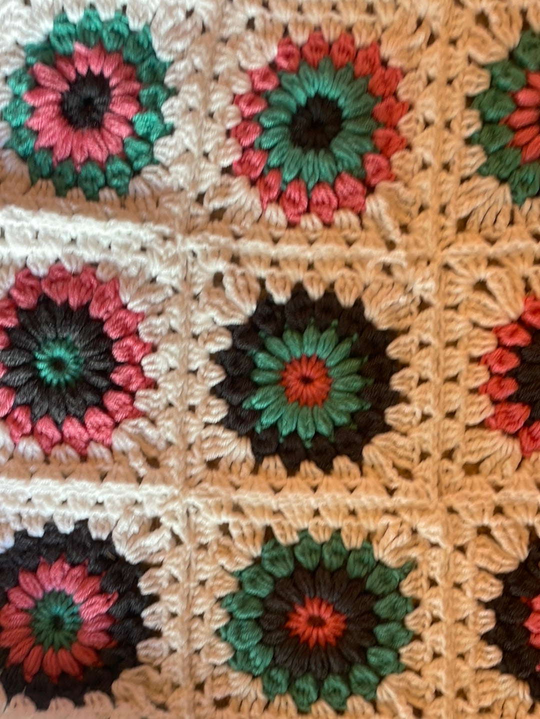 Vintage Sunburst Granny Square Crochet Blanket