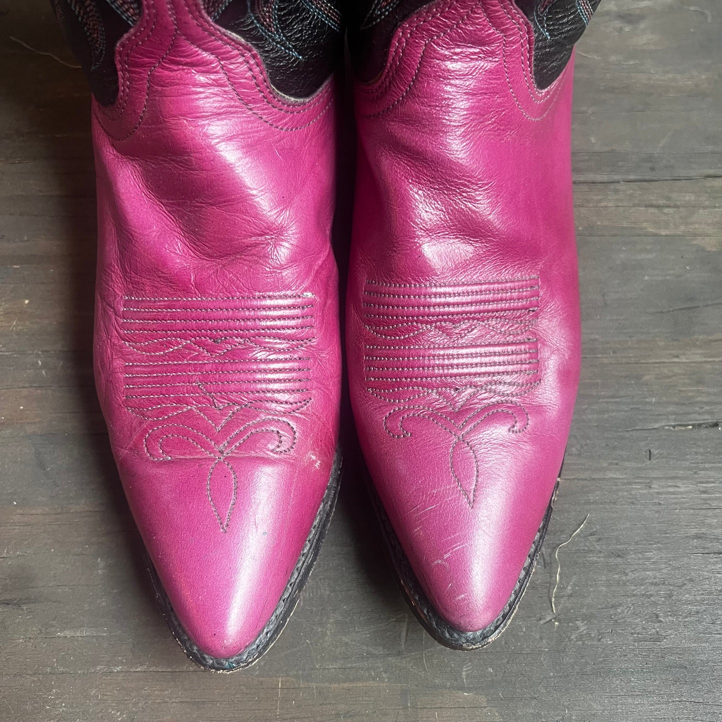 Dan Post Pink and Black Two- Tone Leather Boots