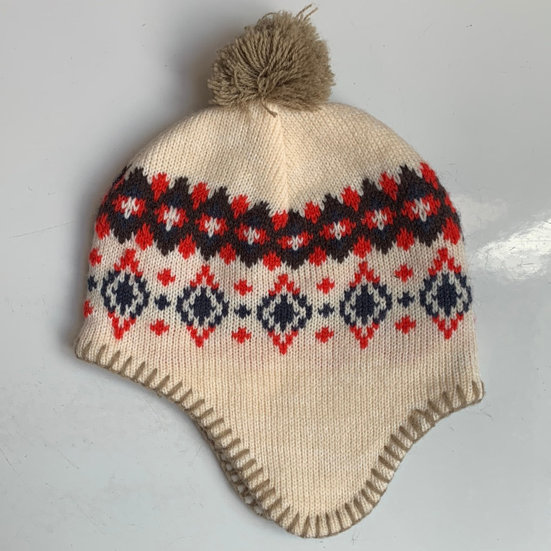 Kids Cream Beanie with Pom Pom