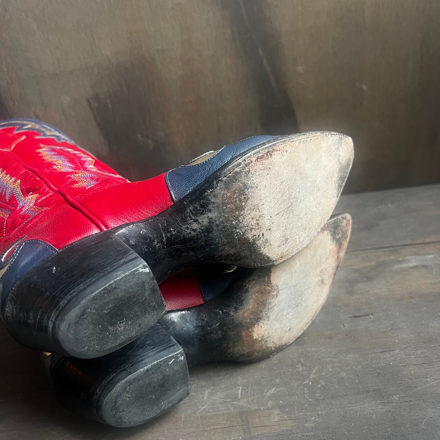 Larry Mahan Red, Blue, and Gold Leather Boots