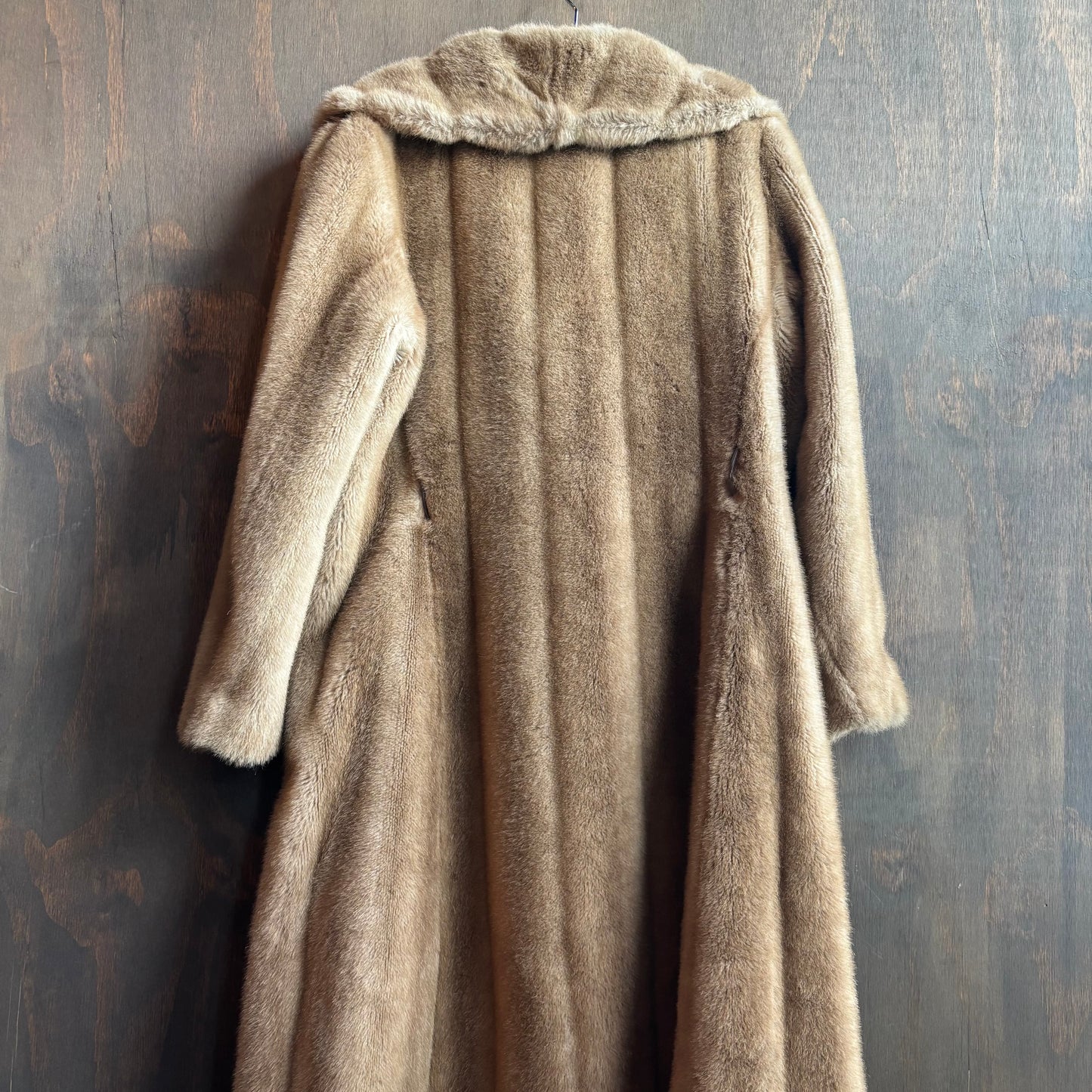 Vintage Beige Faux Fur Coat