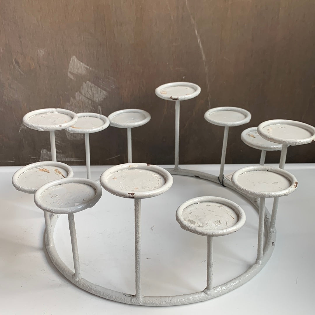 White Metal Ring Votive Holder- 12 candles