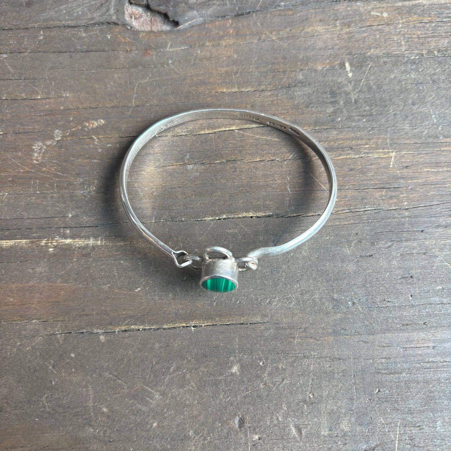 Silver Malachite Flower Bracelet