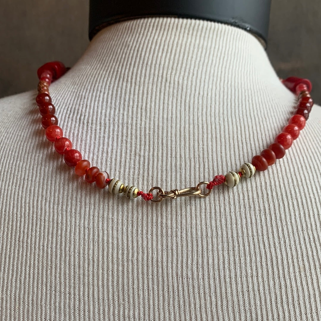 Ostrich Moon Red Coral Necklace