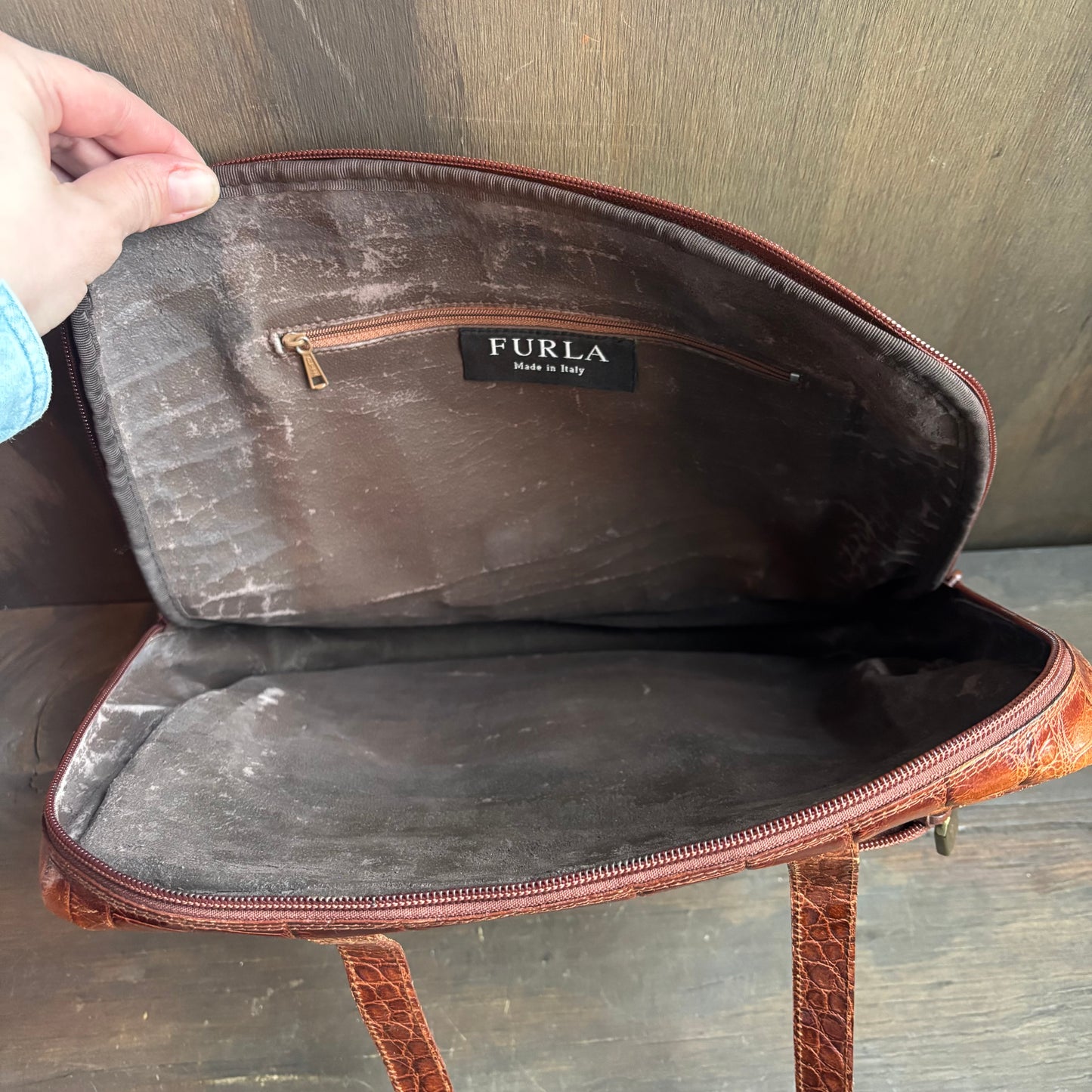 Furla Tan Reptile Shoulder Bag
