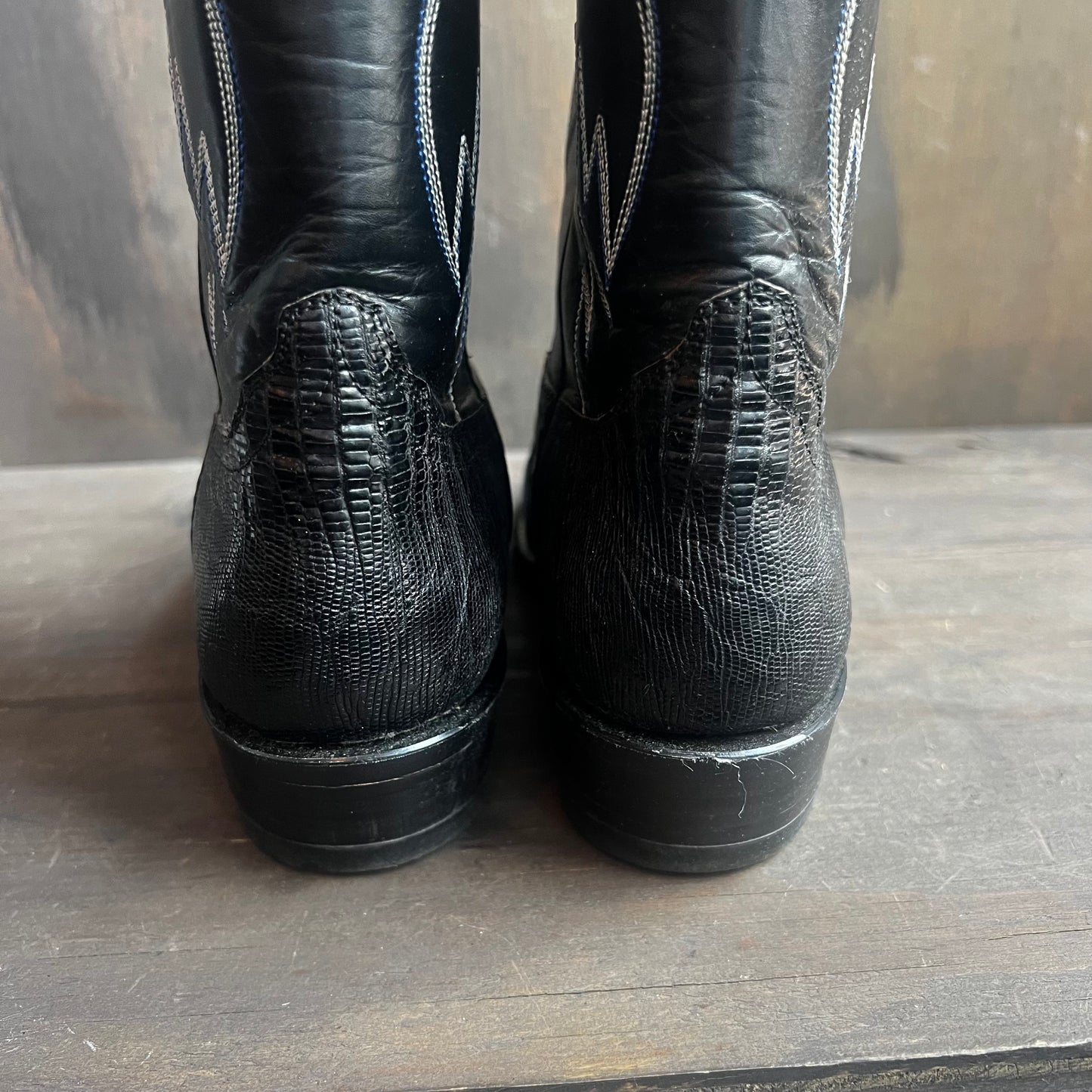 Miller Western Black Leather and Reptile Boots
