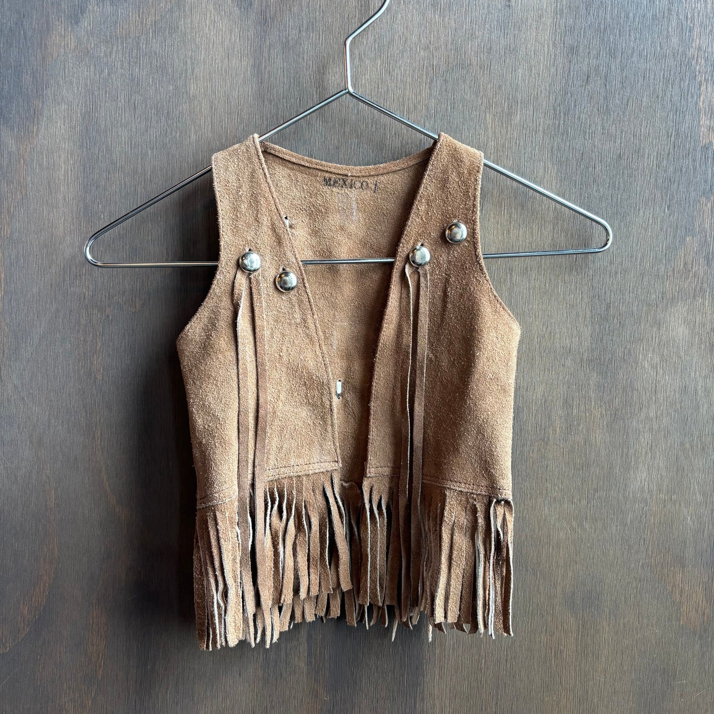 Kids Beige Fringed Vest