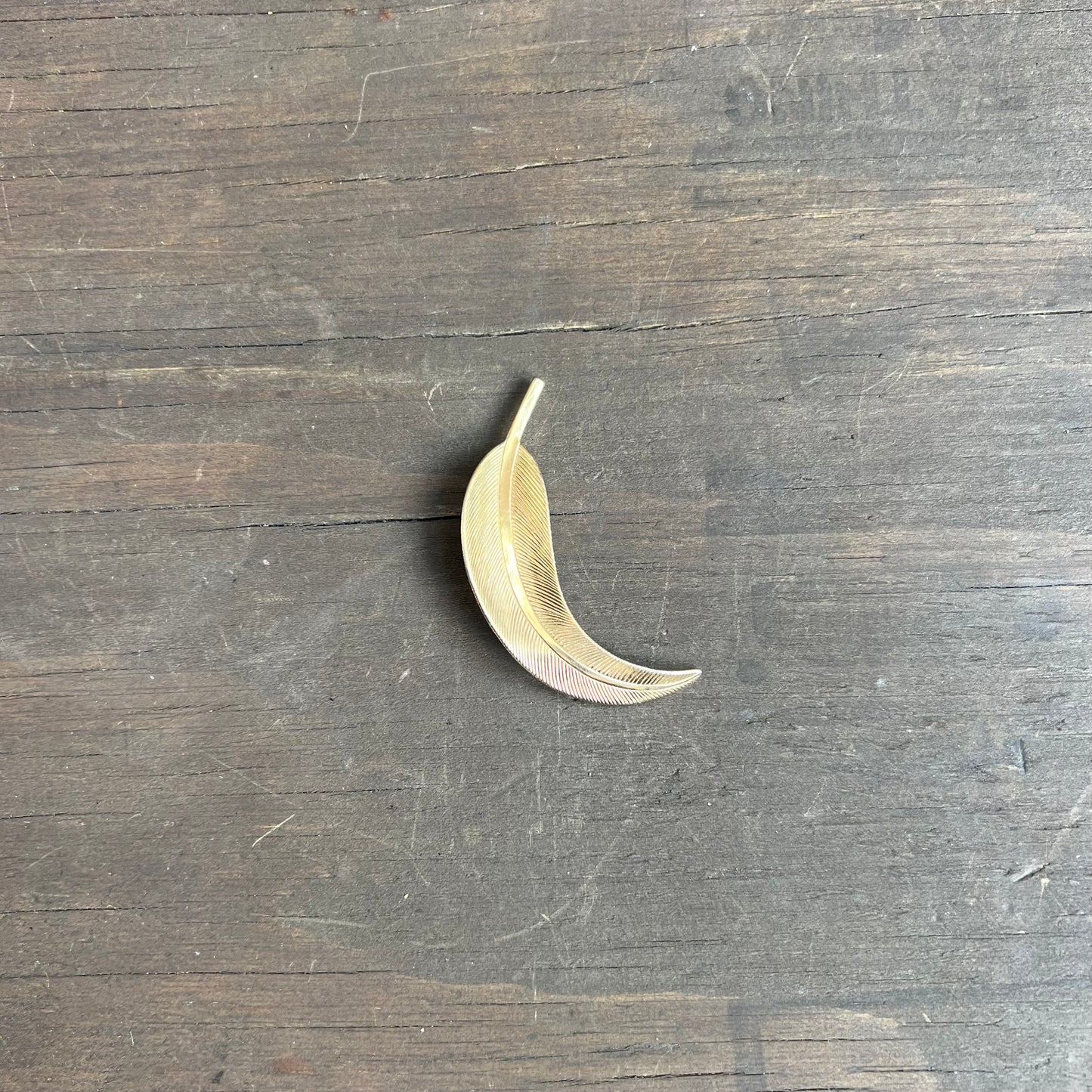 Gold Tone Feather Brooch