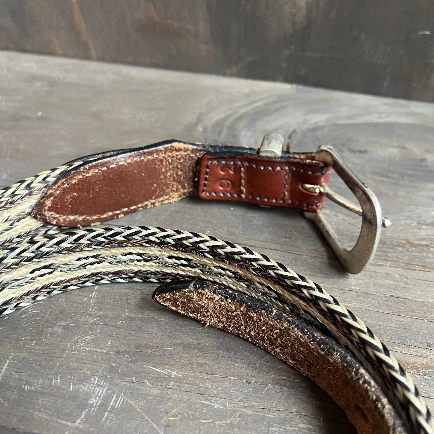 Brown Leather and Horse Hair Belt
