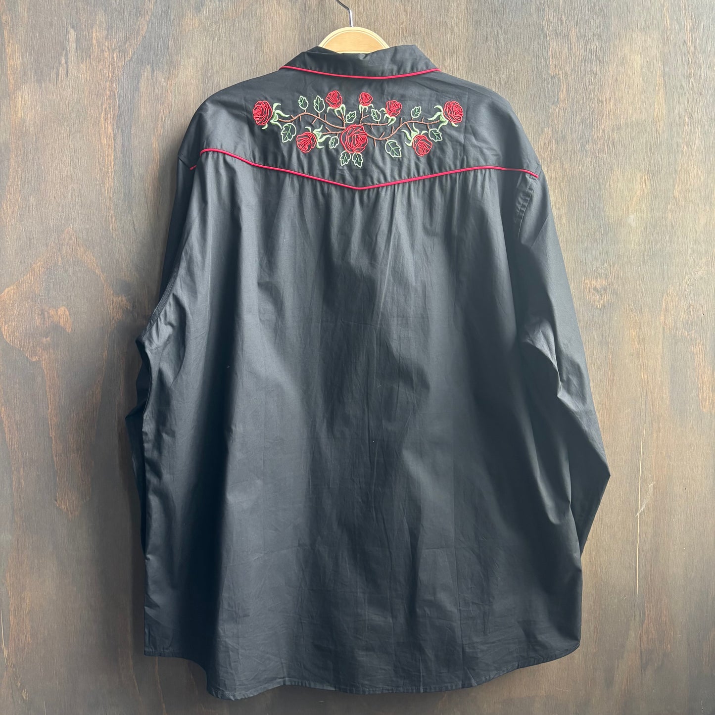 Black Embroidered Button Up