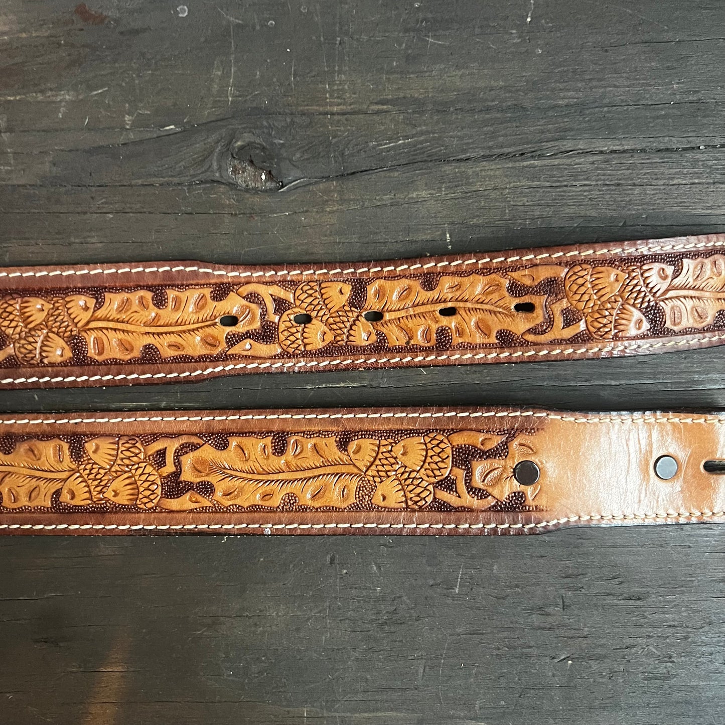 Big John Tooled Leather Belt