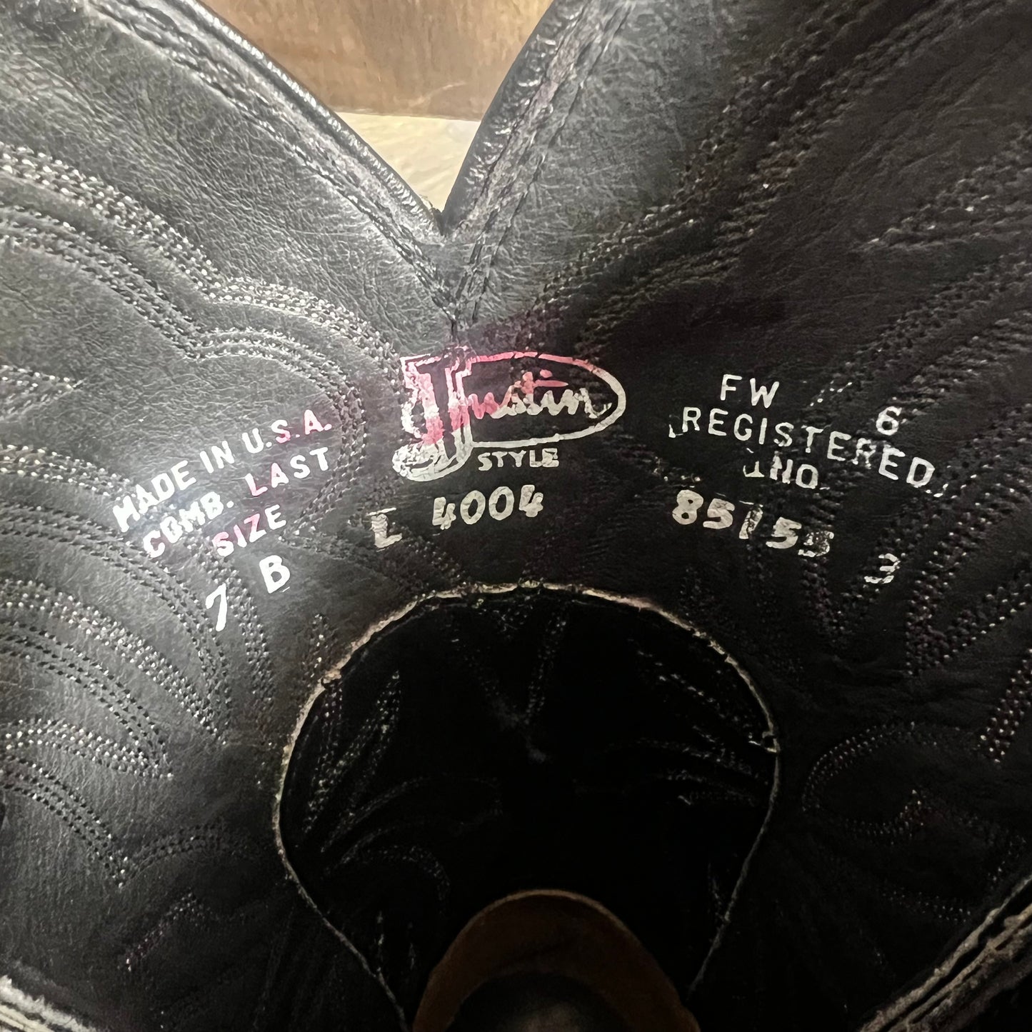 Justin’s Black Leather Boots with Pink Tips