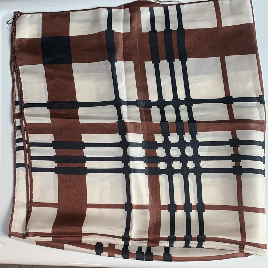 Cream, black, brown scarf