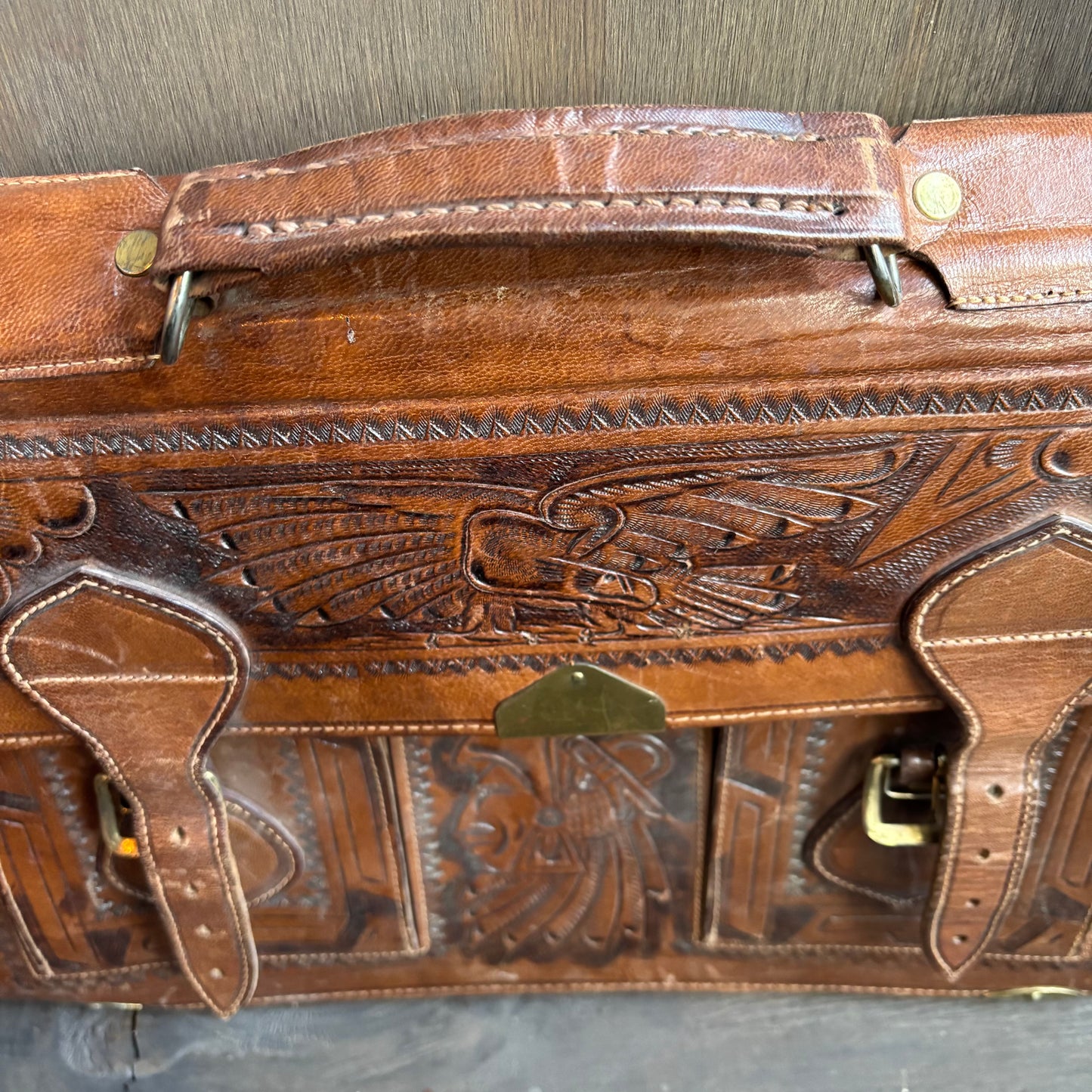 Vintage Tooled Leather Briefcase