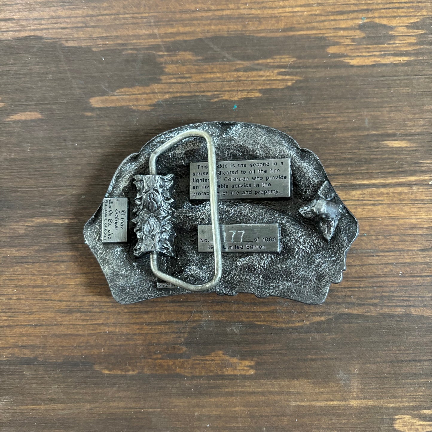 Pewter Colorado Fire Fighters Belt Buckle