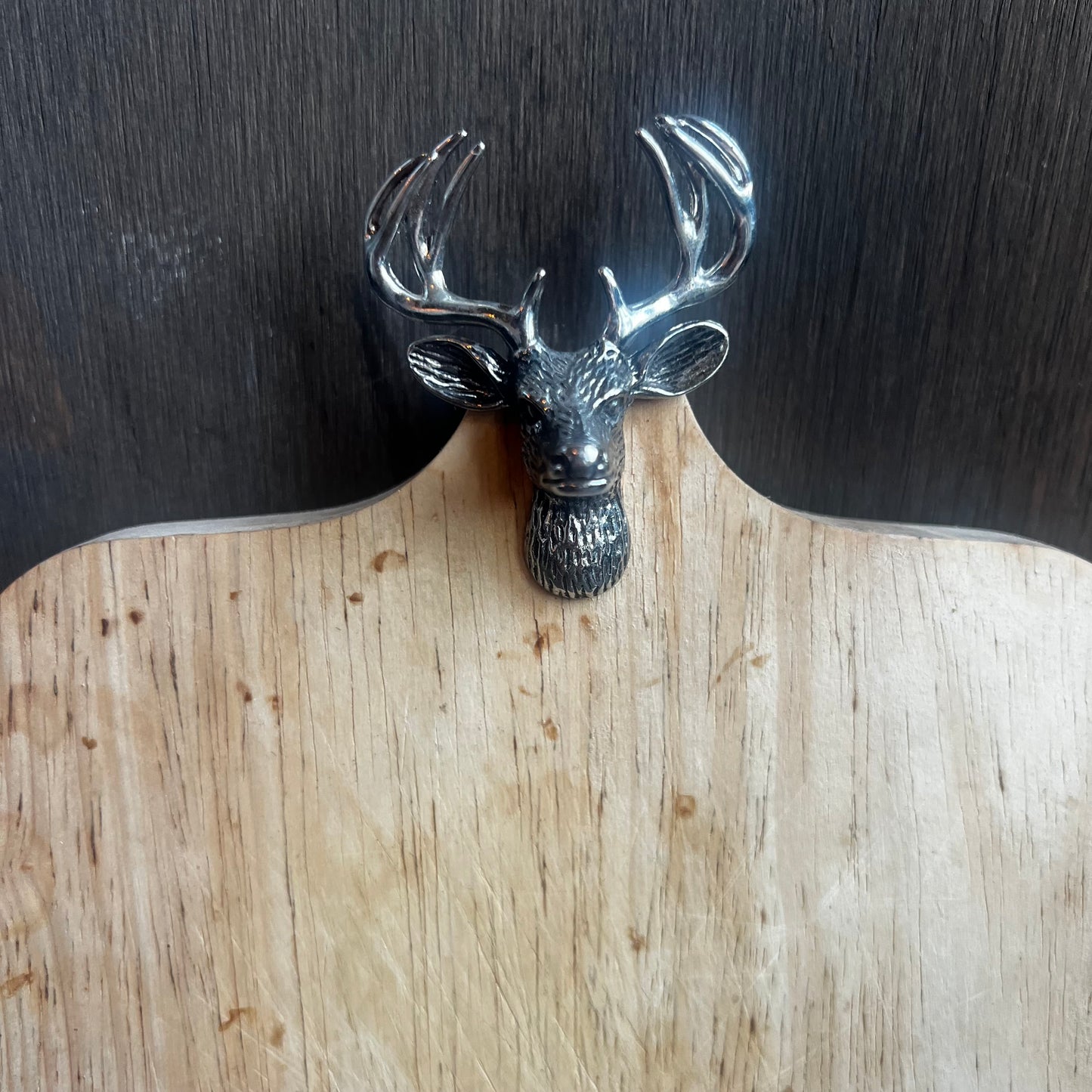 Wooden Cheese Board with Metal Deer Head