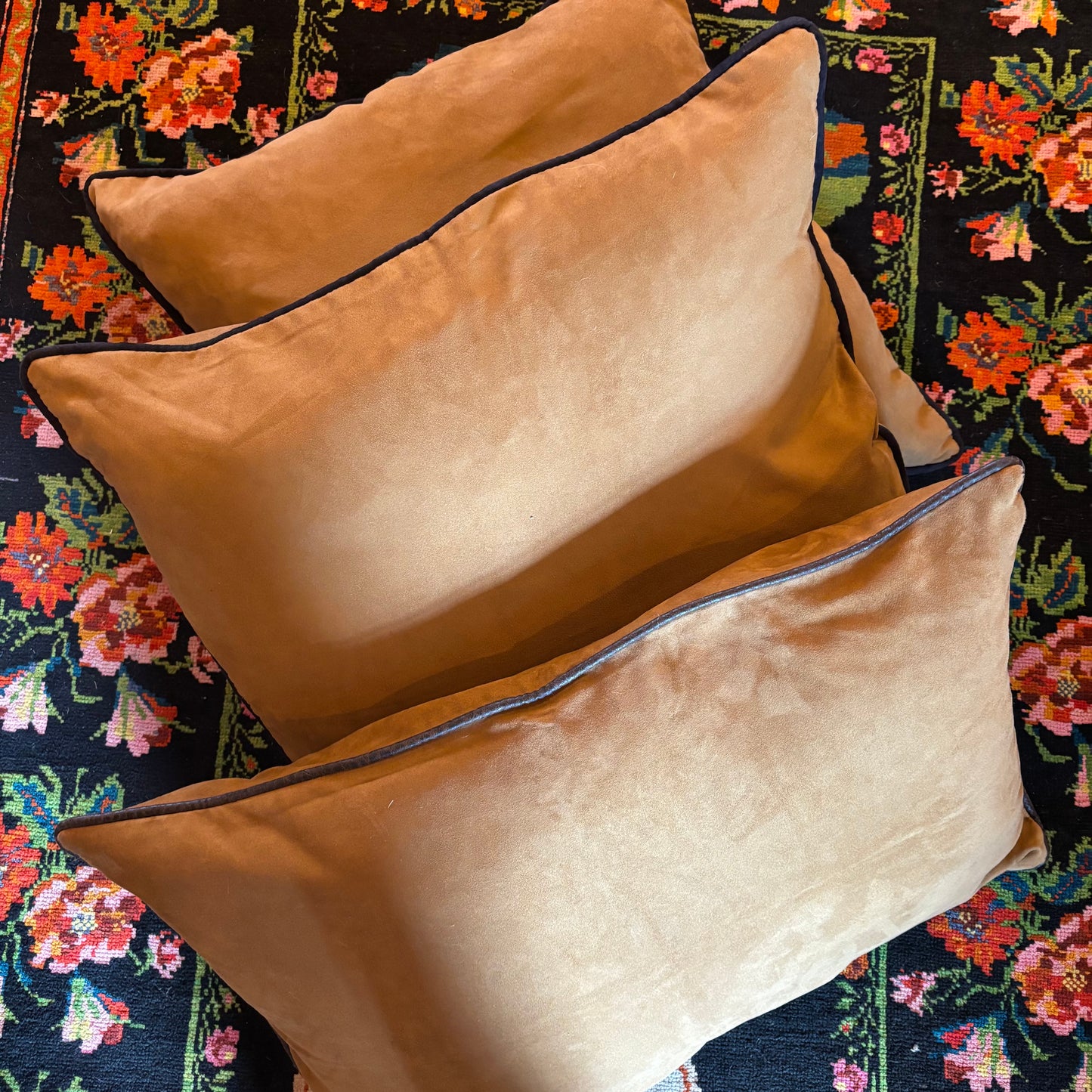 Tan Faux Suede Pillows (Set of 3)