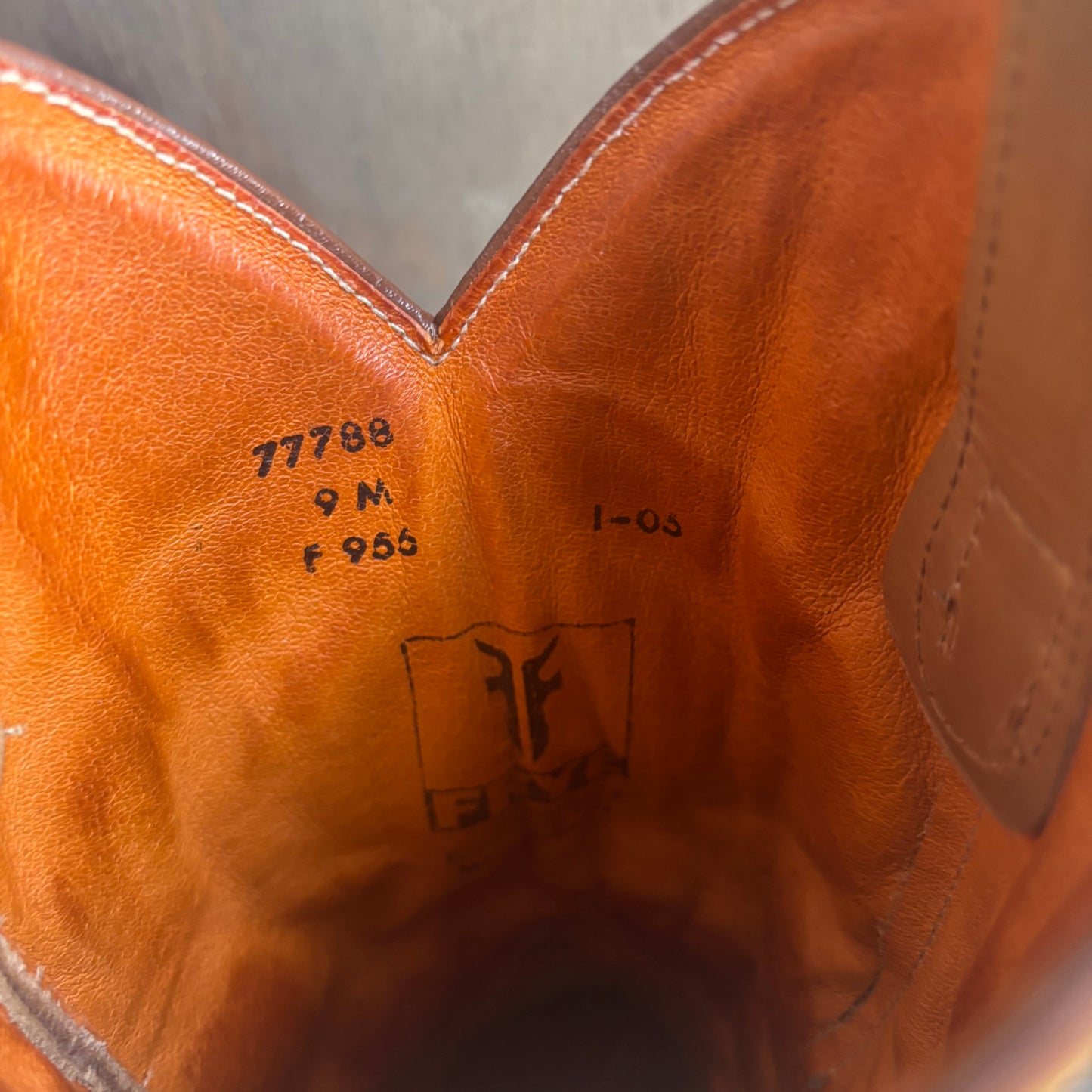 Frye Tan Leather Boots with Rhinstones