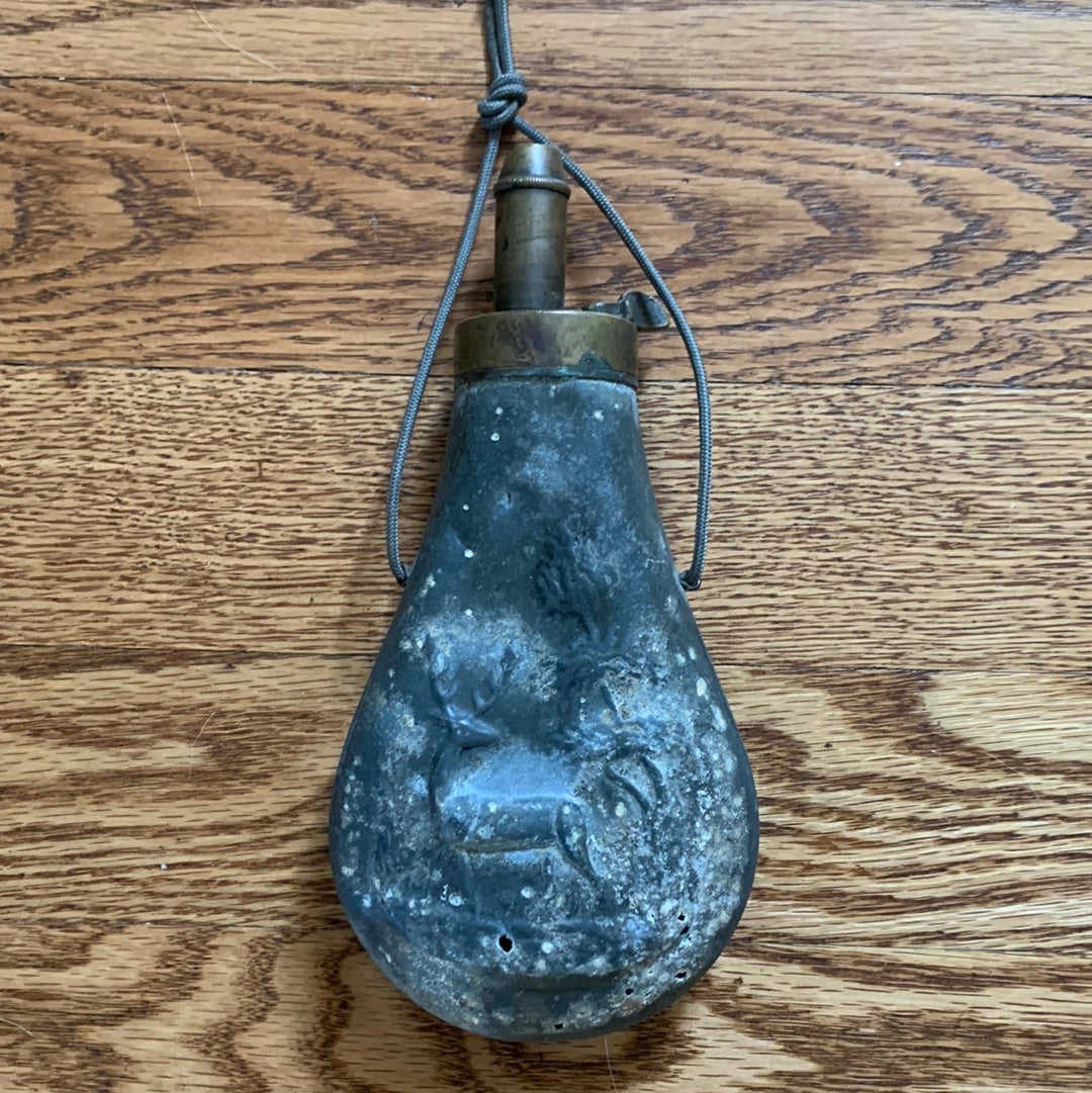 Antique powder flask with deer