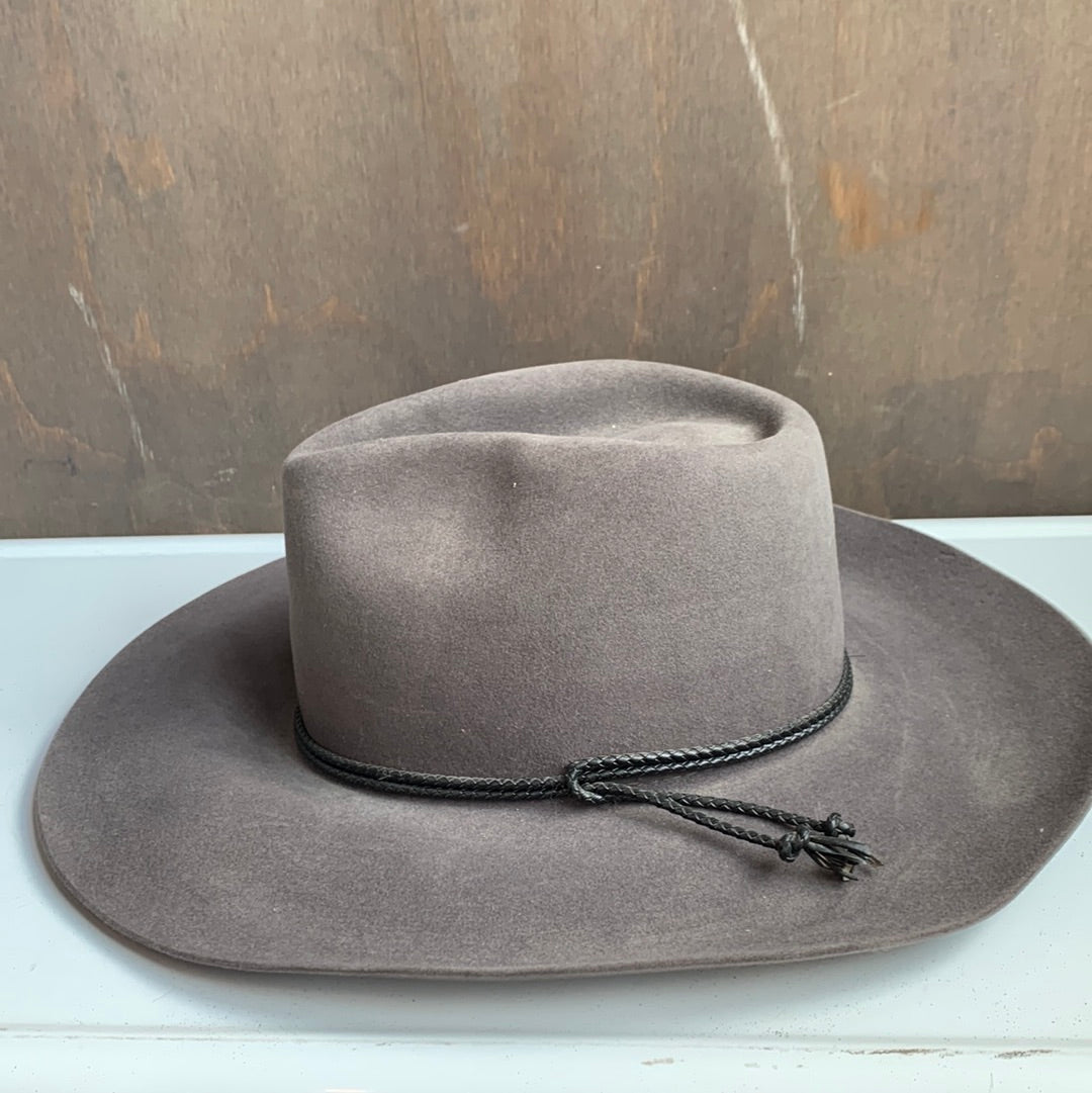 Biltmore grey cowboy hat with black braided leather band