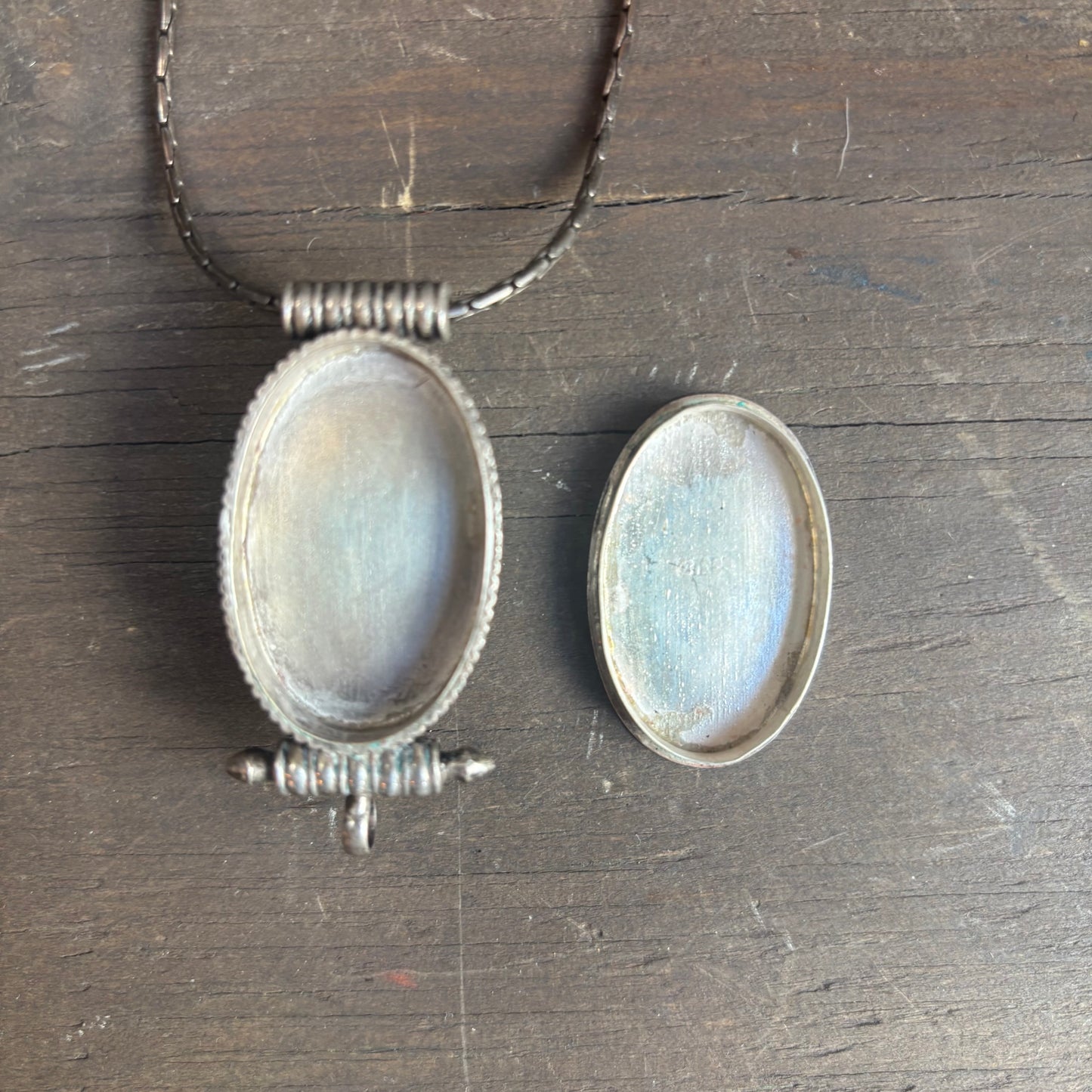 Sterling Silver Turquoise Pill Box Necklace