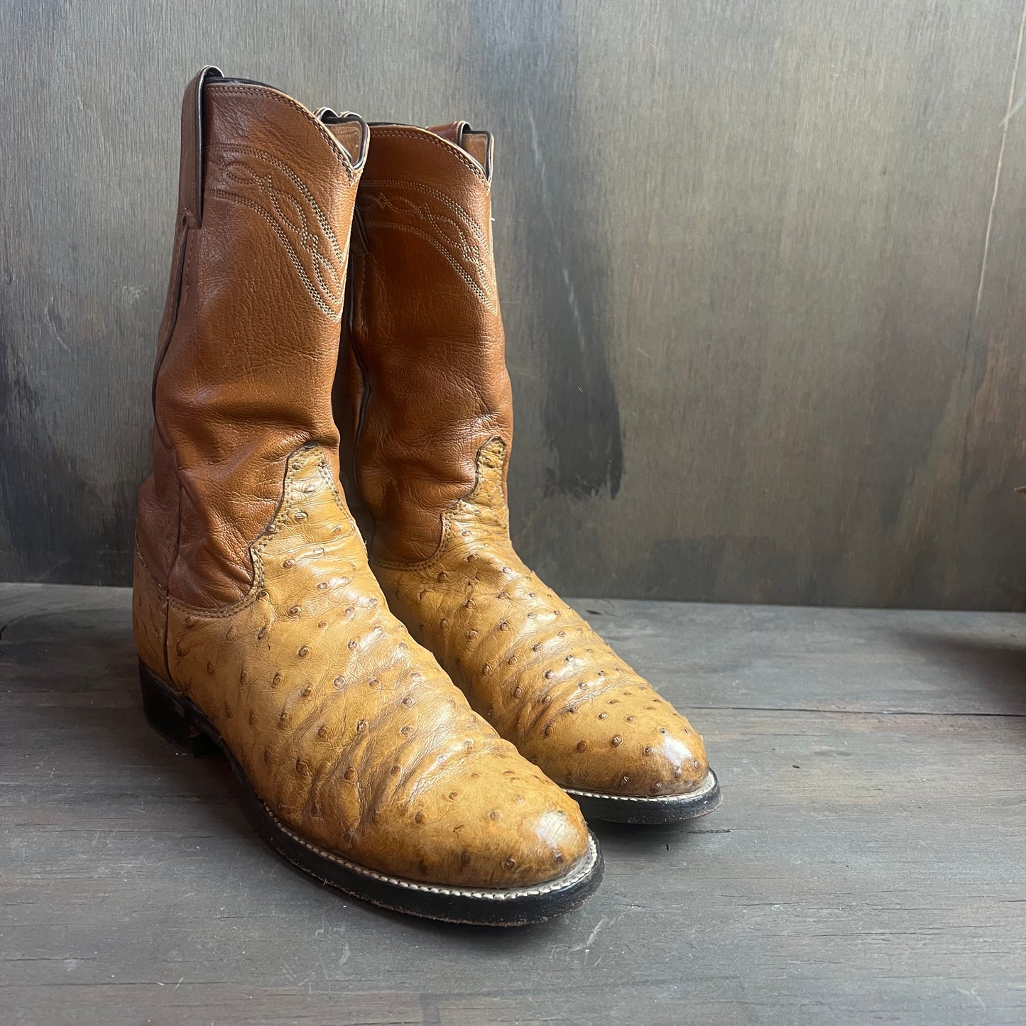 Justin Two-Tone Ostrich Skin Boots