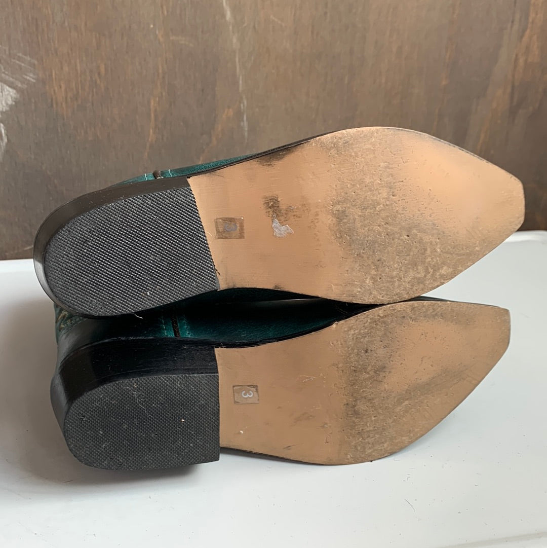 Youth teal leather Western boots
