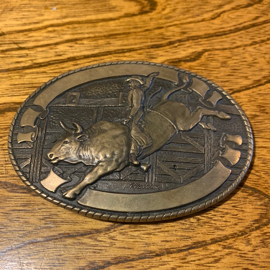 Robert Henderson Tony Lama solid brass belt buckle