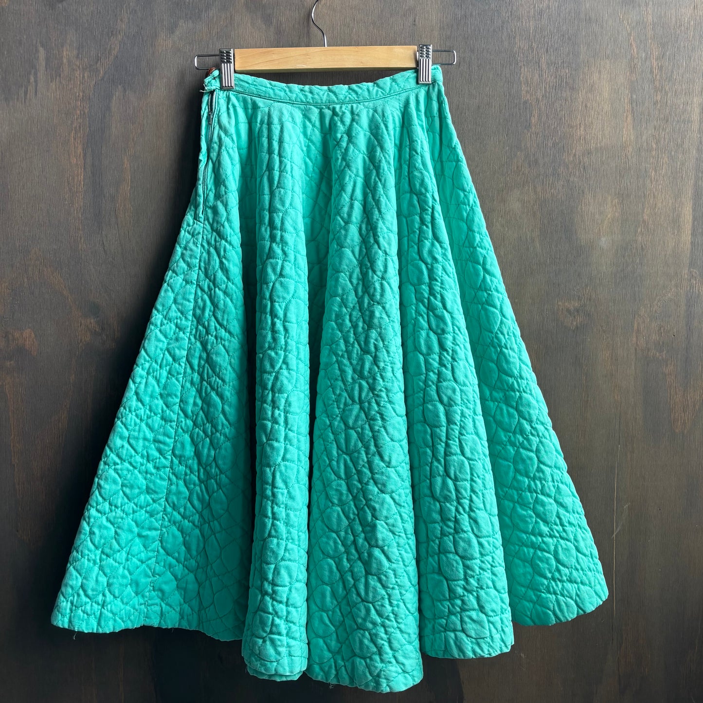 Vintage Handmade Green Quilted Skirt