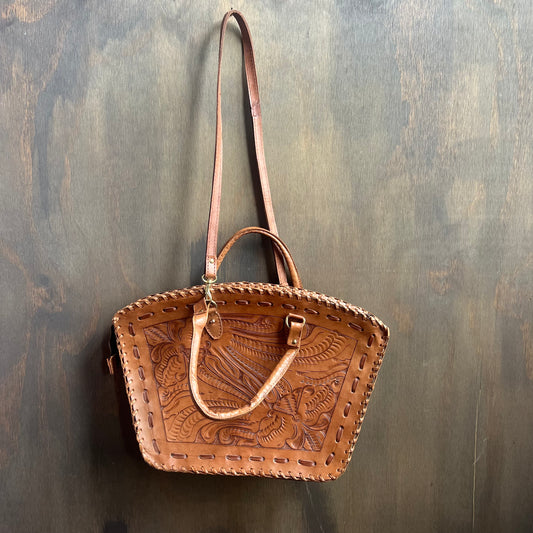 Tooled Leather Work Bag