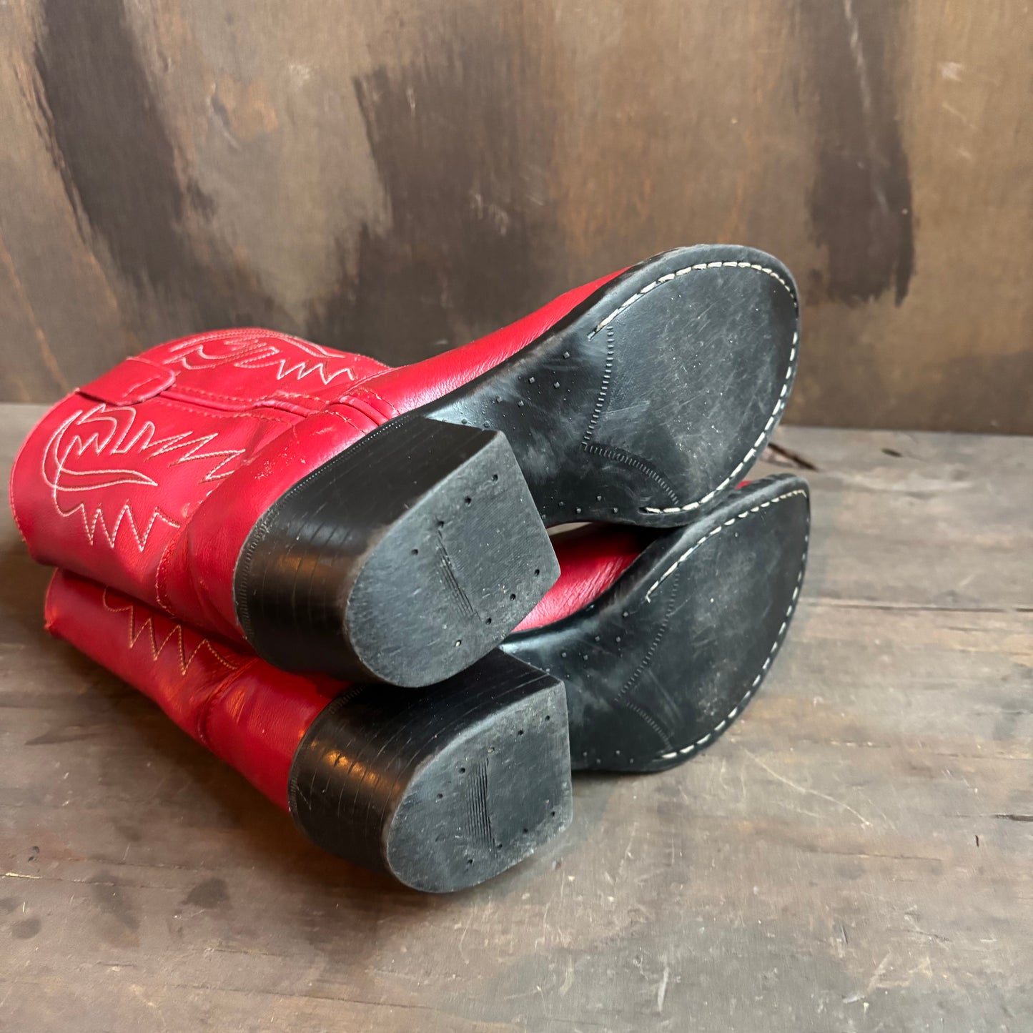 Old West Red Leather Kids Boots
