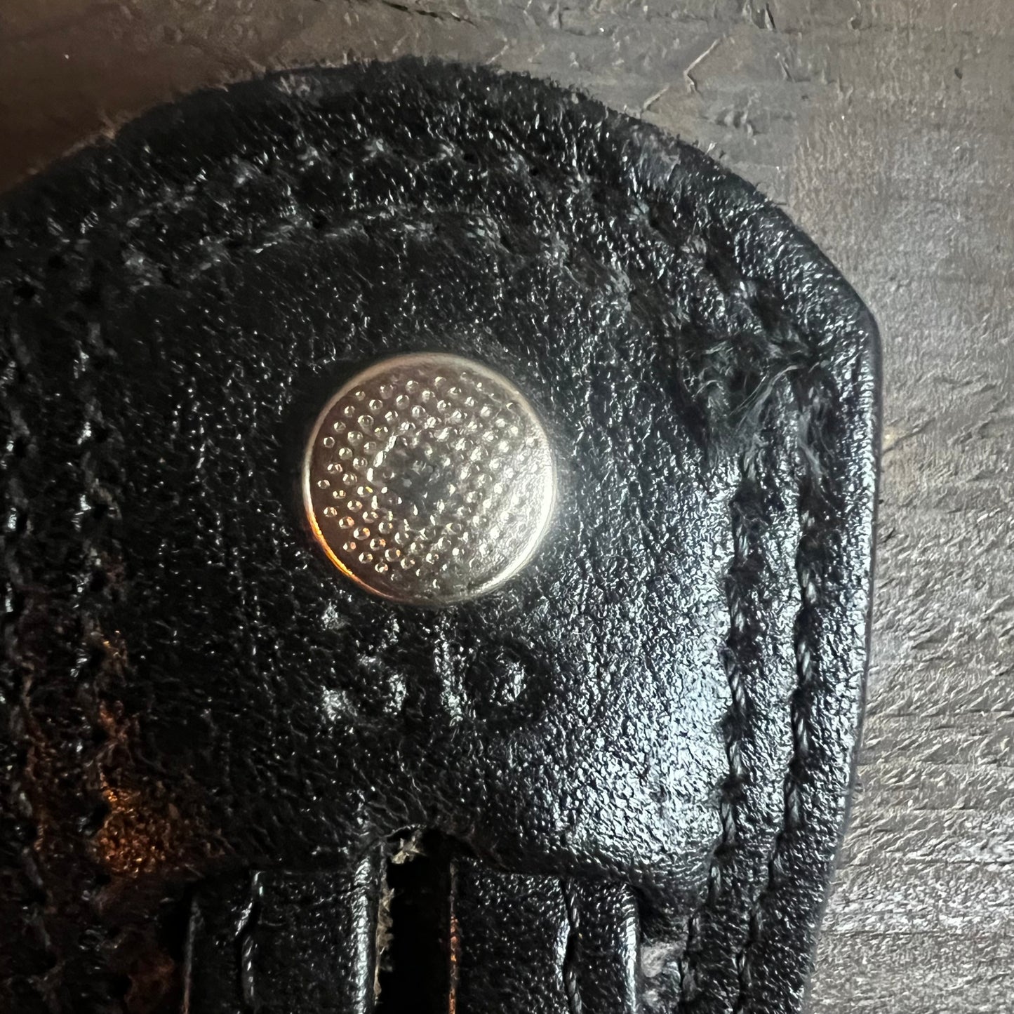 Black Leather Belt with Embroidered Inlay