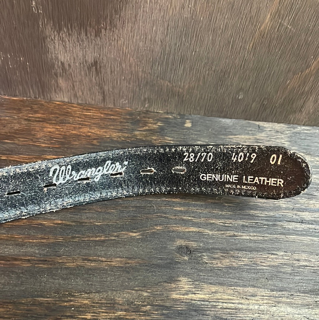 Kid’s Black Wrangler Leather Belt with Embroidery