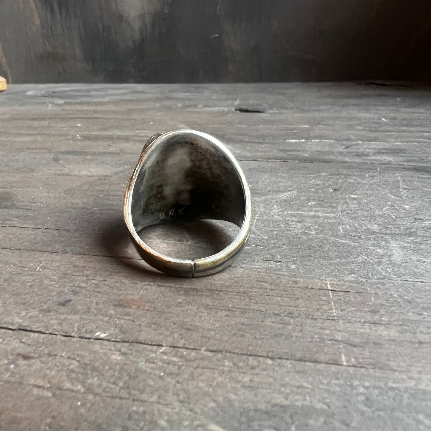 Chunky Turquoise Ring with Leaf Embellishment
