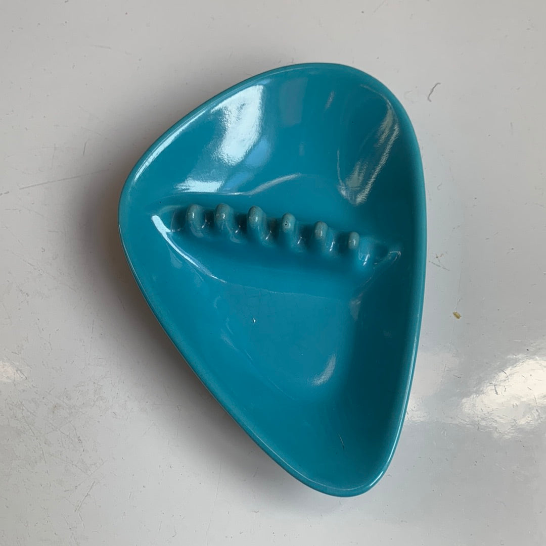 Mid-century aqua ceramic ashtray