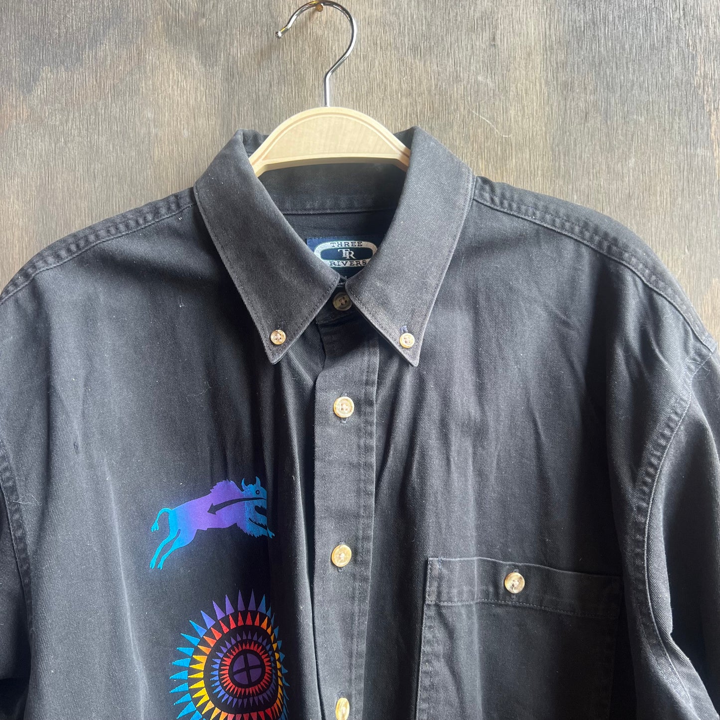 Three Rivers Black Button Down