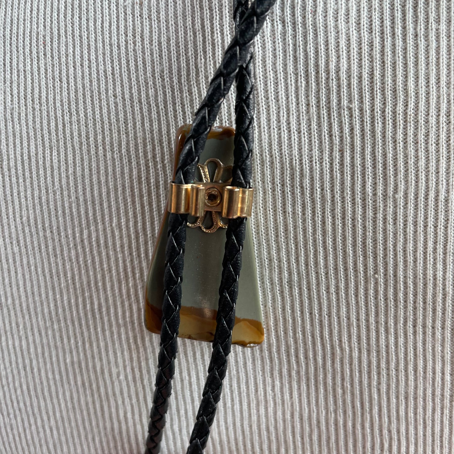 Stone and roadrunner bolo tie