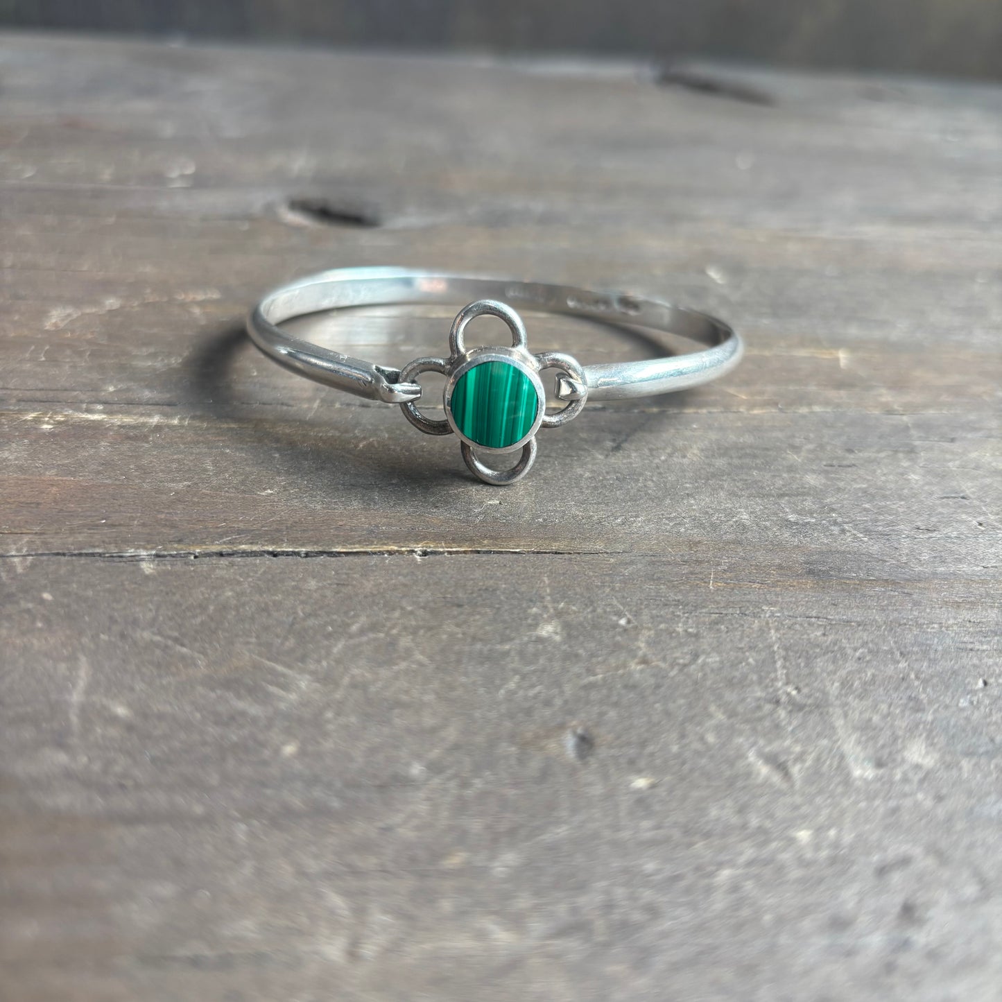 Silver Malachite Flower Bracelet