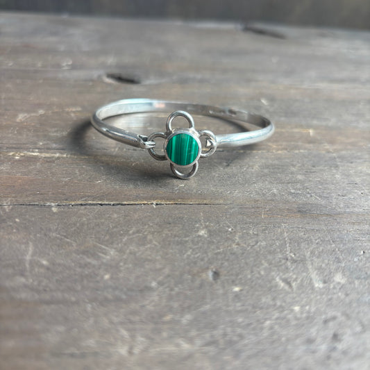 Silver Malachite Flower Bracelet