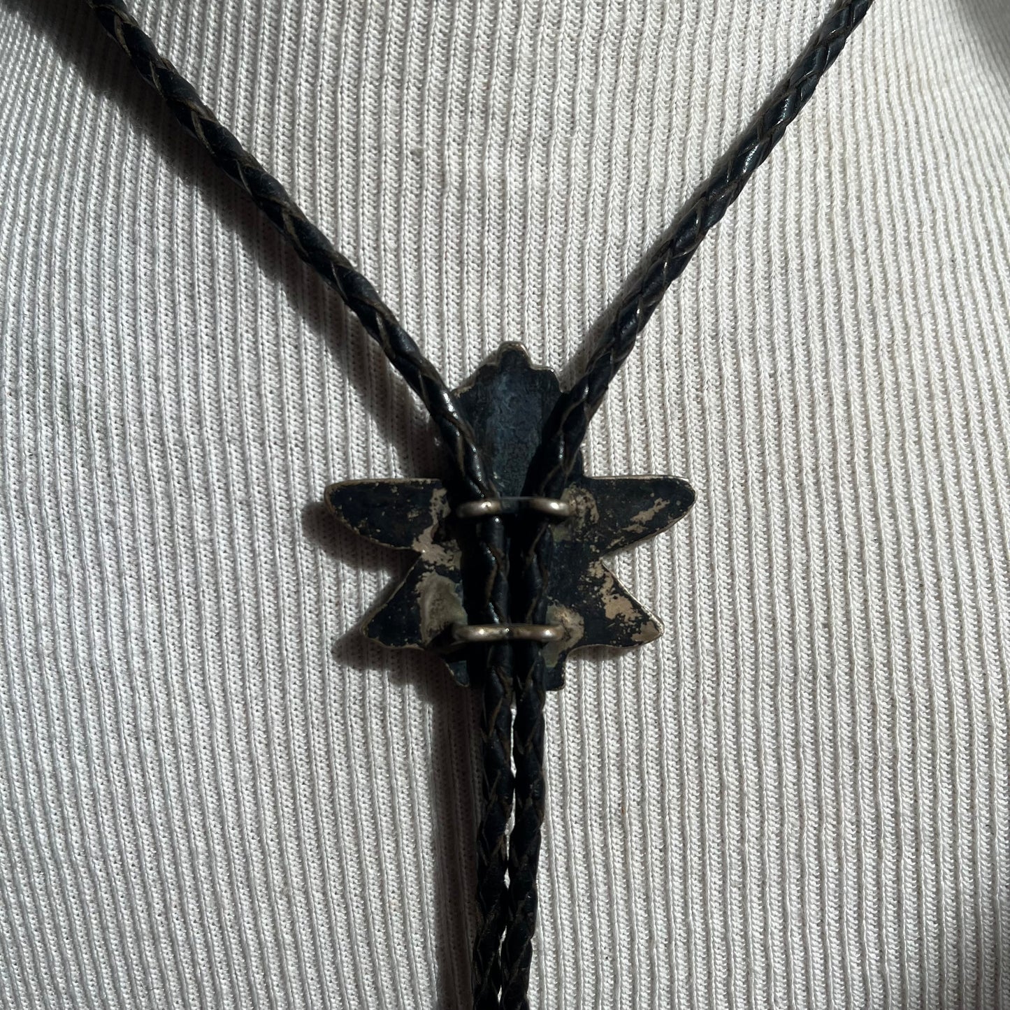 Zuni Knifewing Bolo on Black Tie