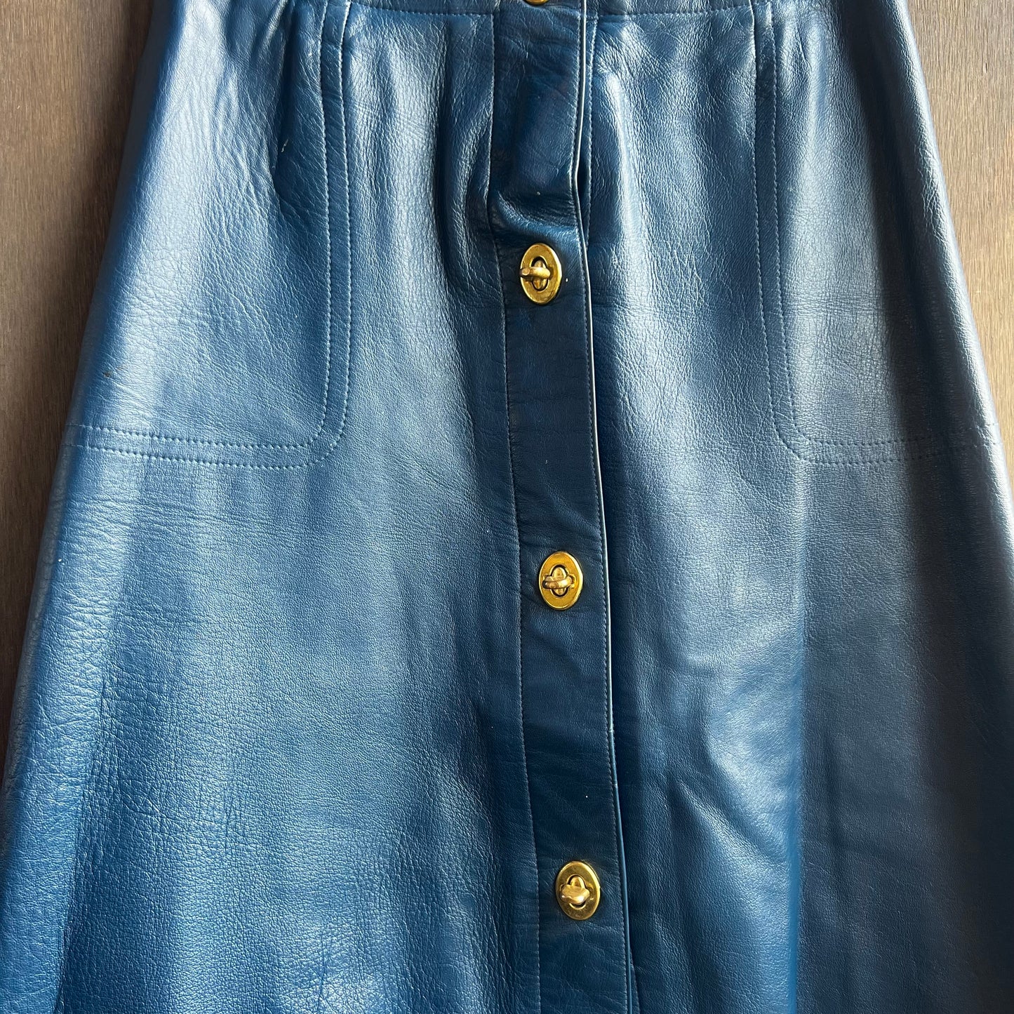 Coach Blue Leather Skirt