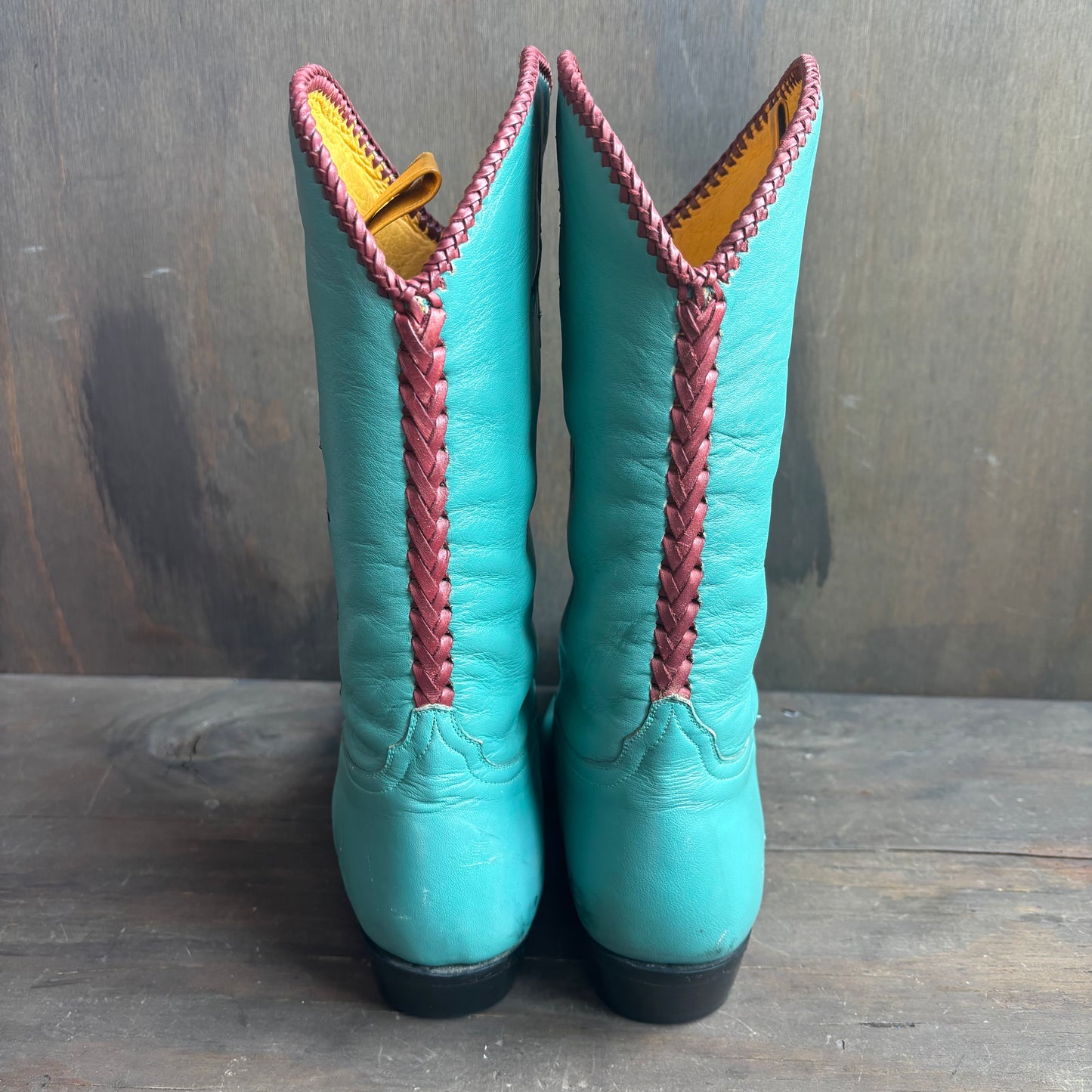 Frida Kahlo Blue Leather Boots