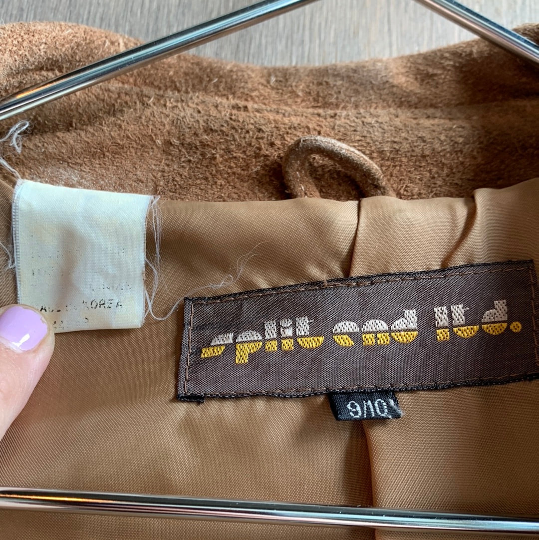 Brown suede belted trench coat