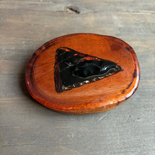 Laquered Wood and Amber Belt Buckle