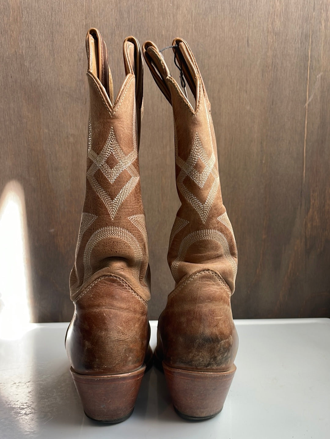 Justin’s Tan Tall Boots with Embroidery