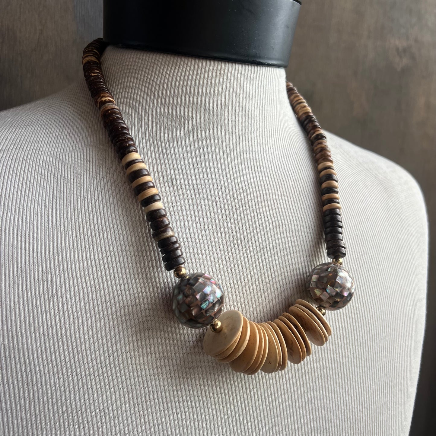 Wood Disk Bead Necklace