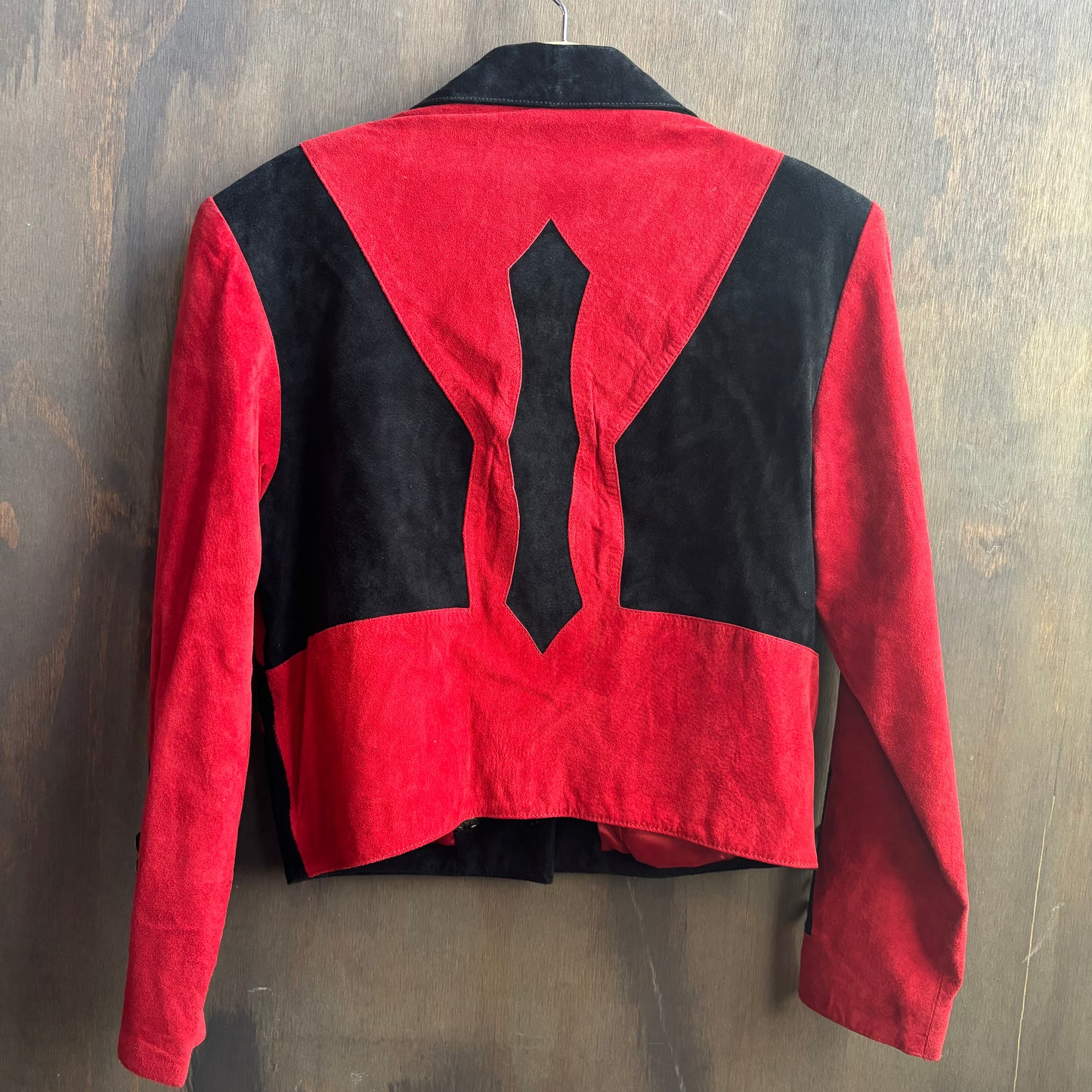 Scully Red and Black Cropped Suede Jacket