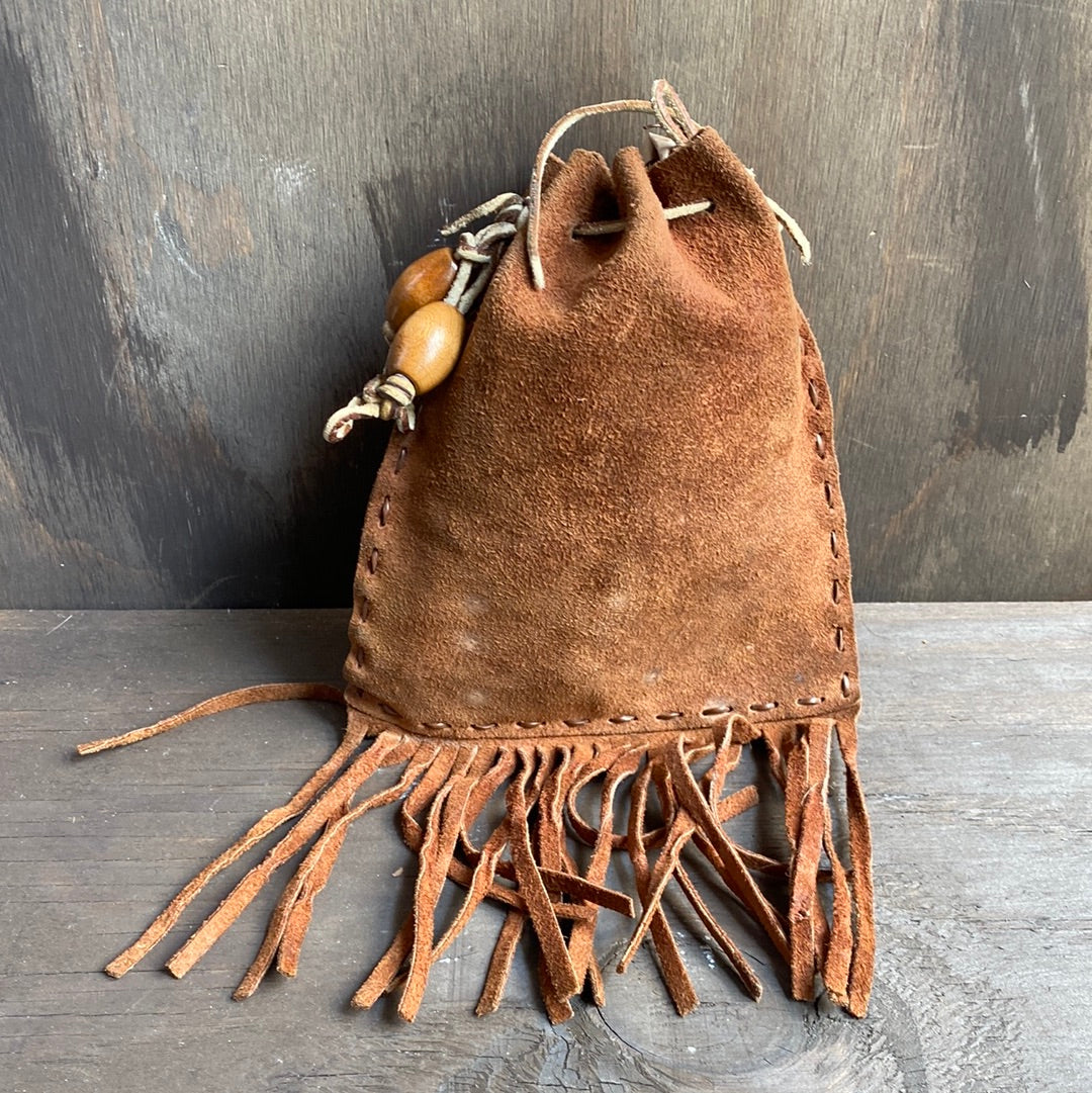 Vintage leather fringe pouch